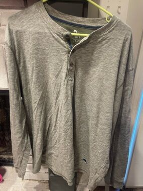Men's Long-Sleeve Henley Shirt - Gray XXL
